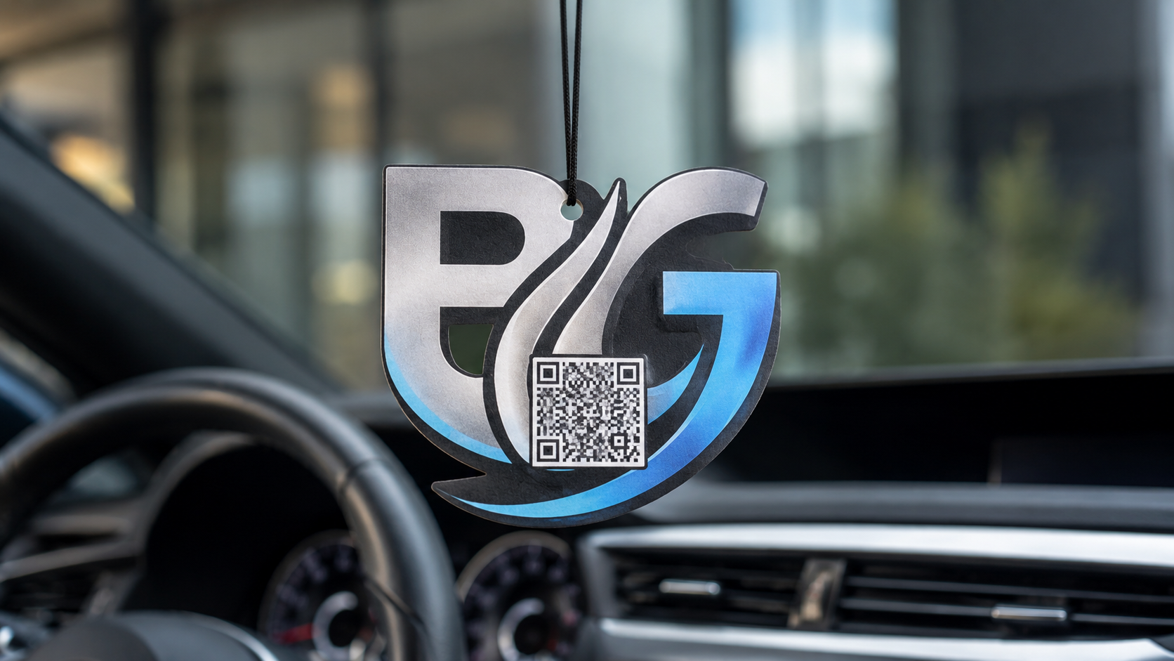Duftbaum mit QR-Code und eigenem Firmenlogo